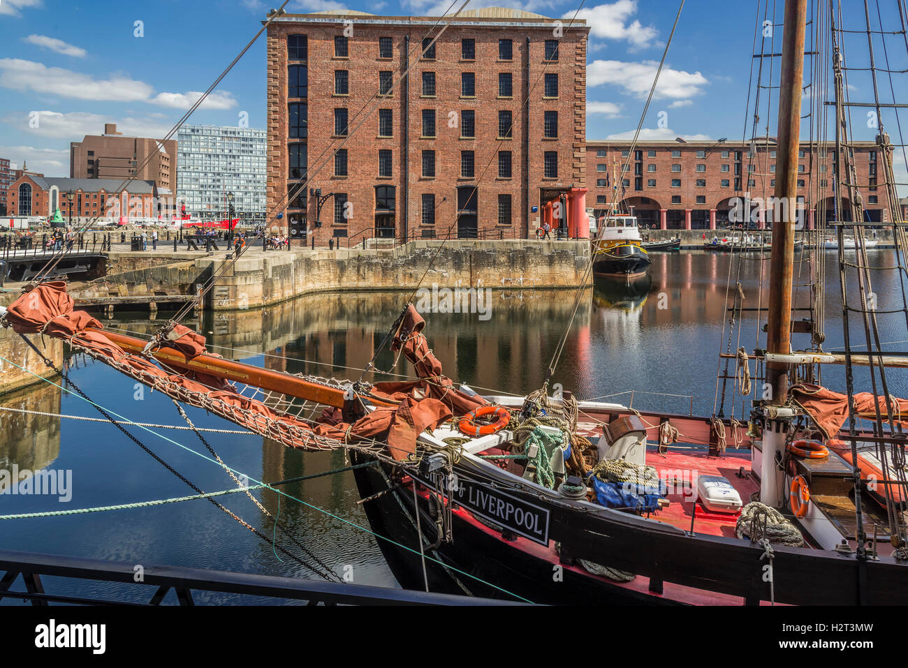 The Albert Dock and Merseyside Maritme museum in Liverpool. NorthWest England. Stock Photo