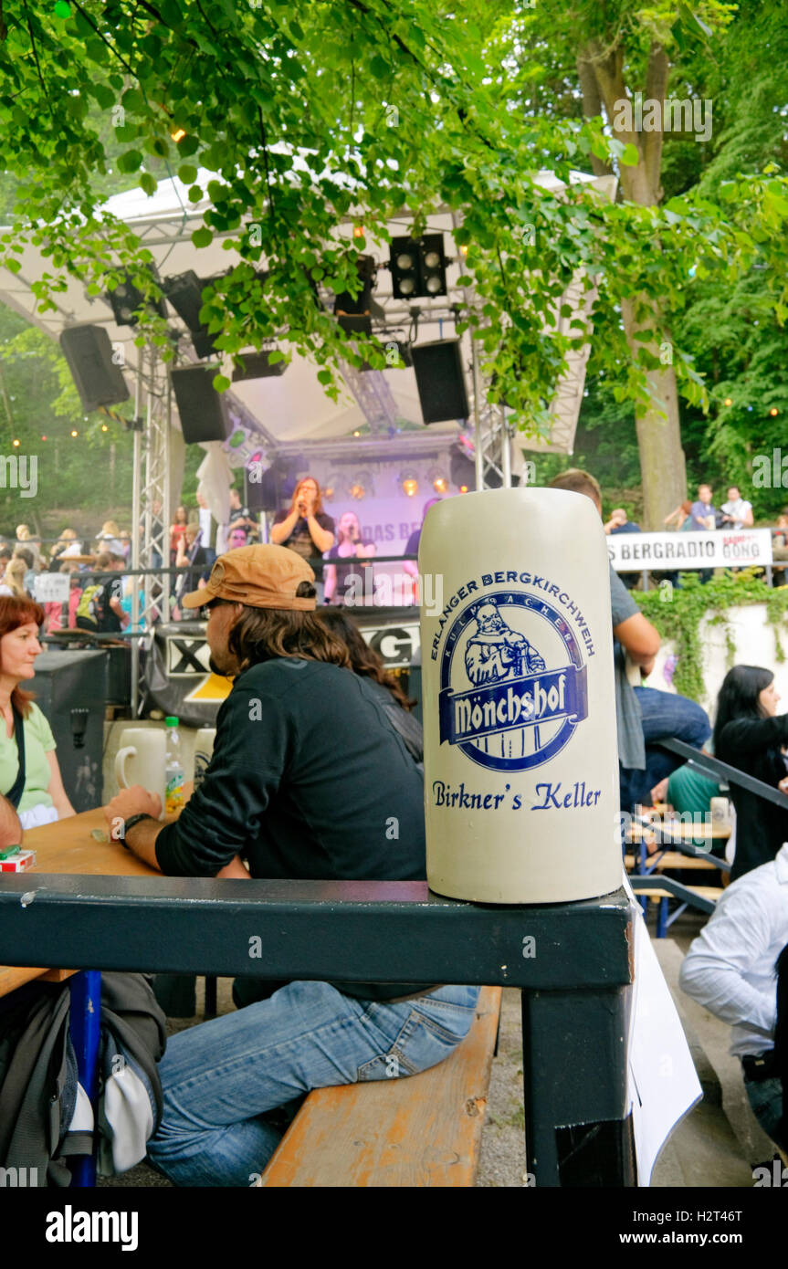 Beer mug and live music at the "Berg Kirchweih" festival, Erlangen