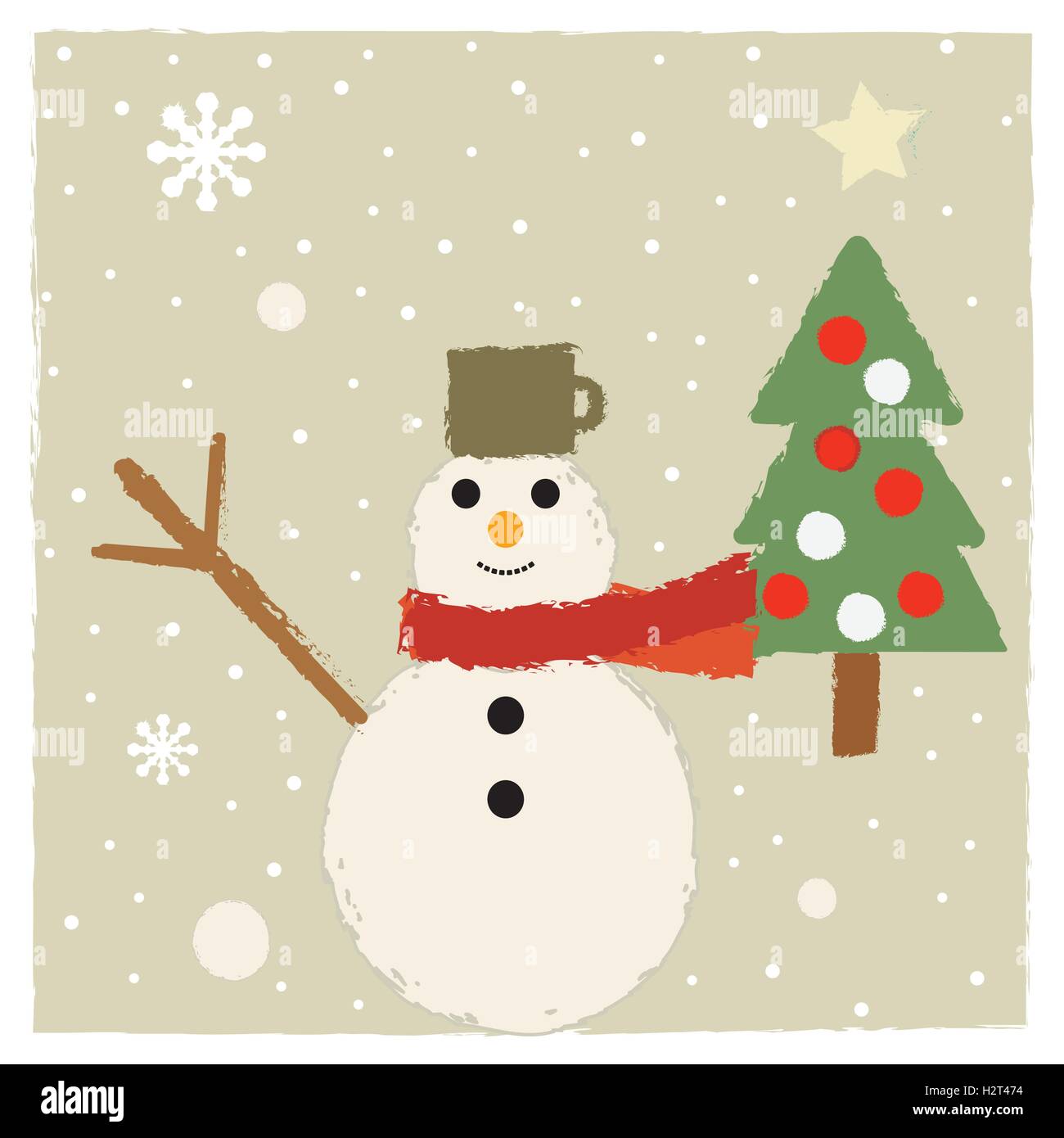 Cute retro winter and Christmas themed greeting card Stock Vector