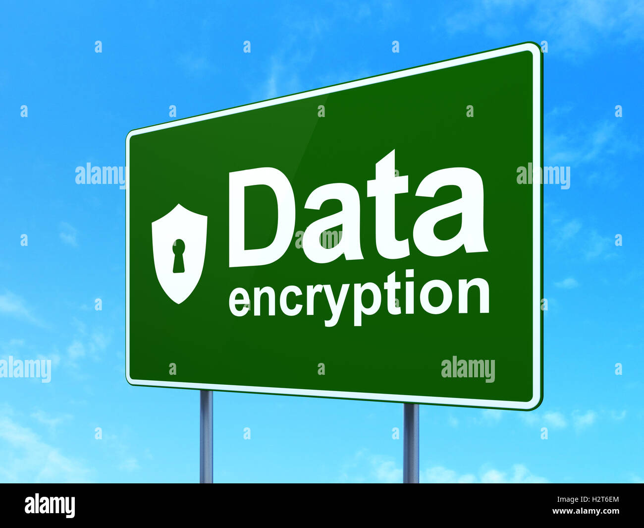 Protection concept: Data Encryption and Shield With Keyhole on road ...