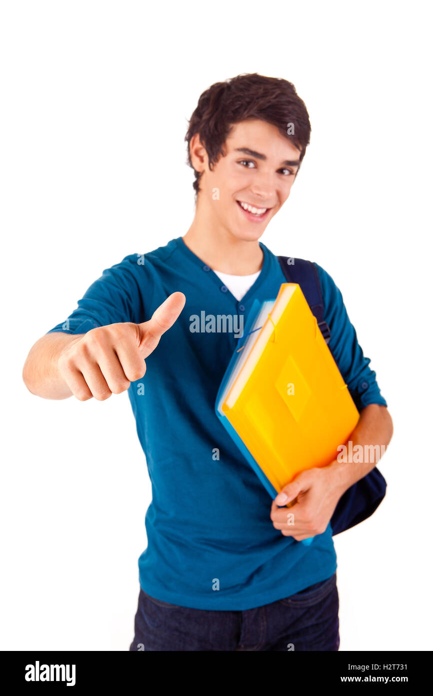 Young happy student showing thumbs up Stock Photo - Alamy
