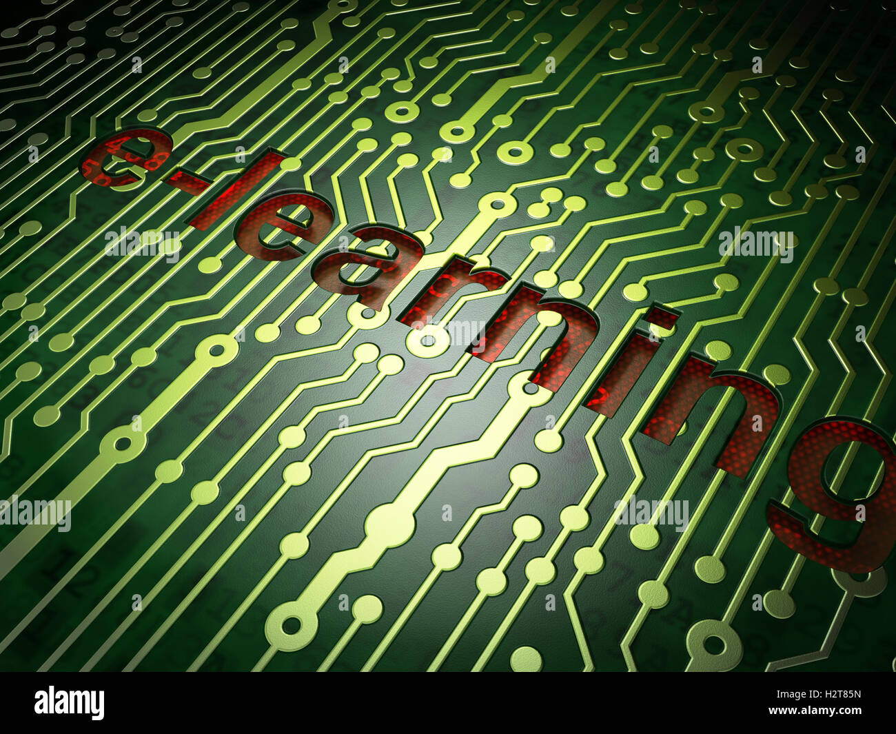 Education concept Elearning on circuit board background Stock Photo