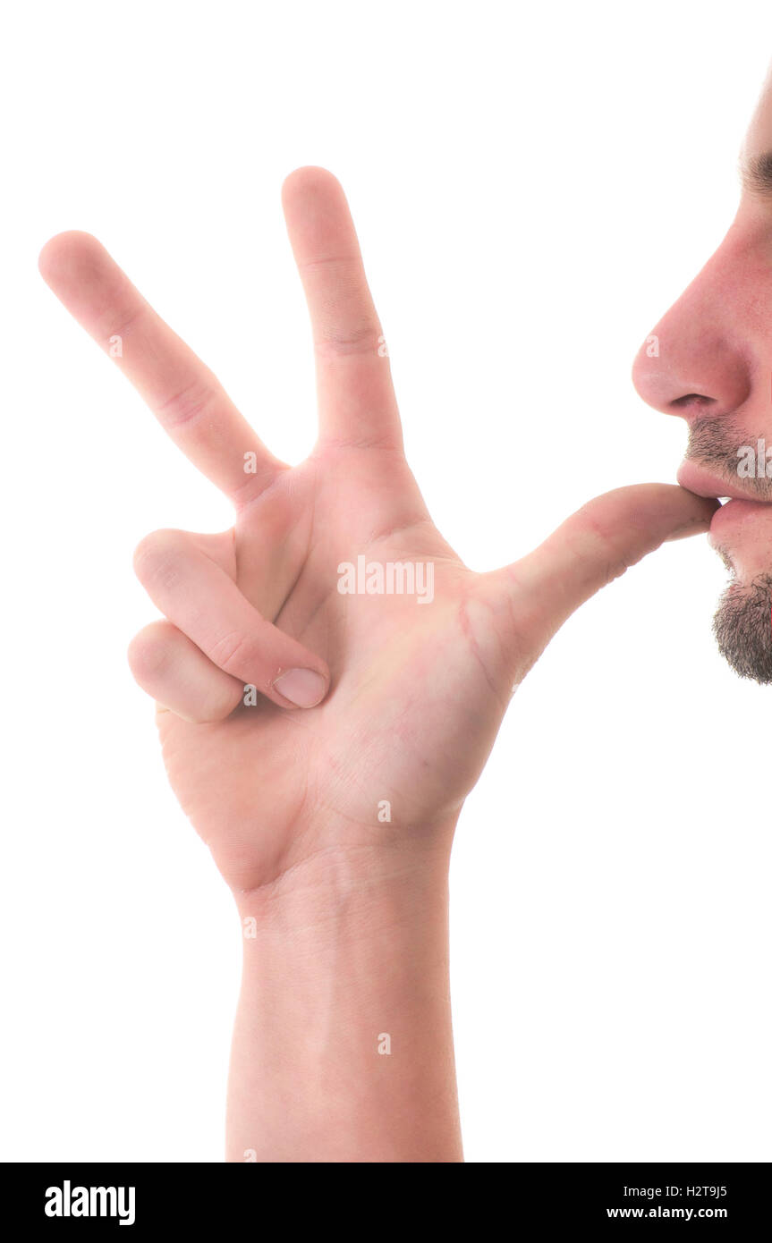 Letter 'H' in sign language, on a white background Stock Photo Alamy