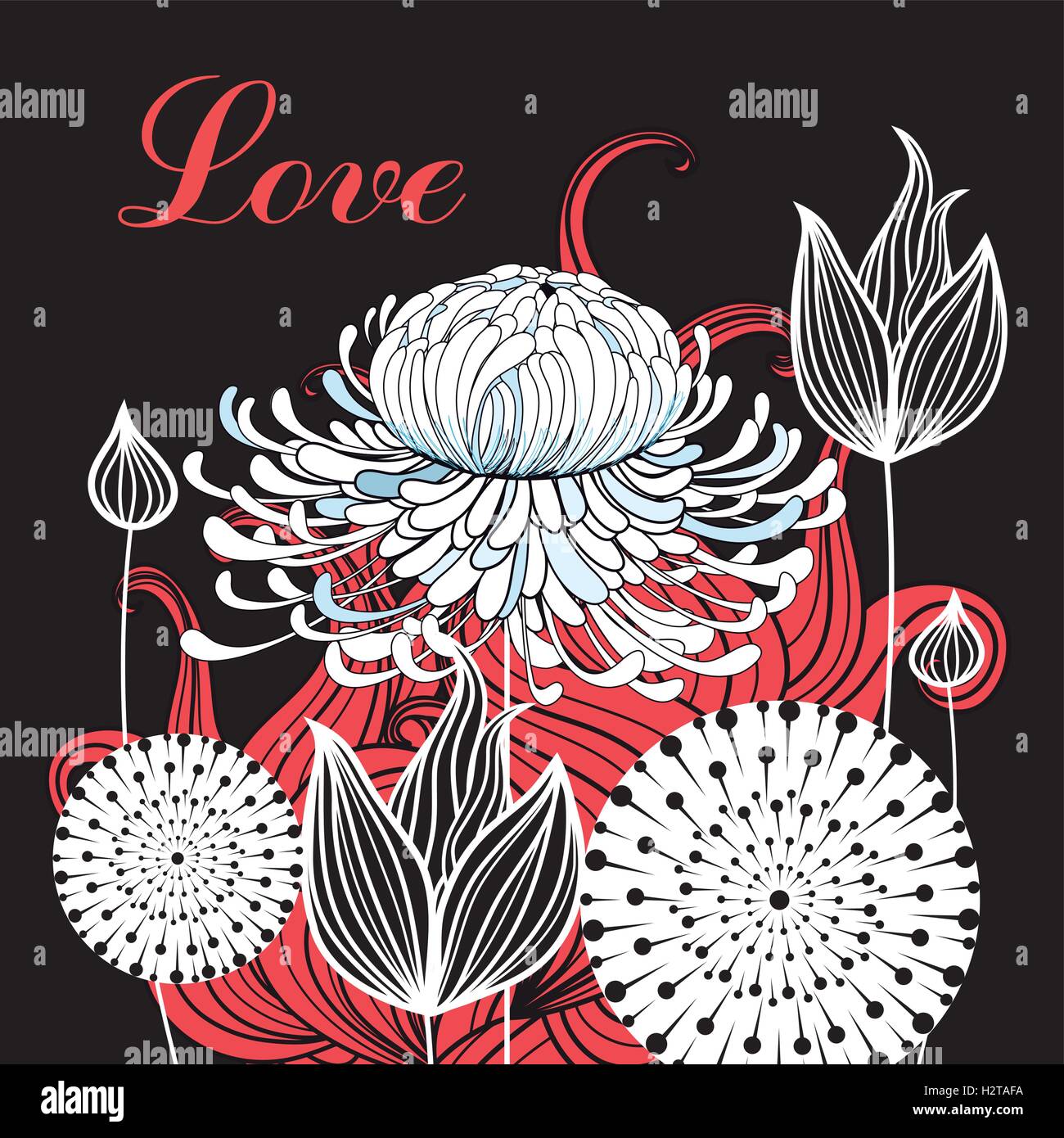 Vector graphics card with flowers on a black background Stock Vector ...