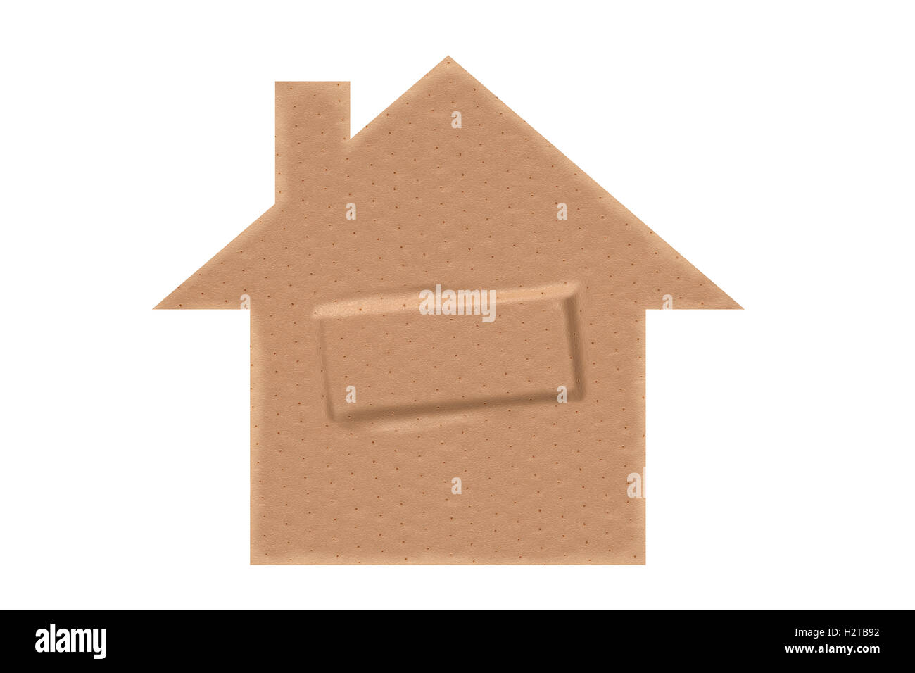 House shaped sticking plaster with clipping paths. Stock Photo