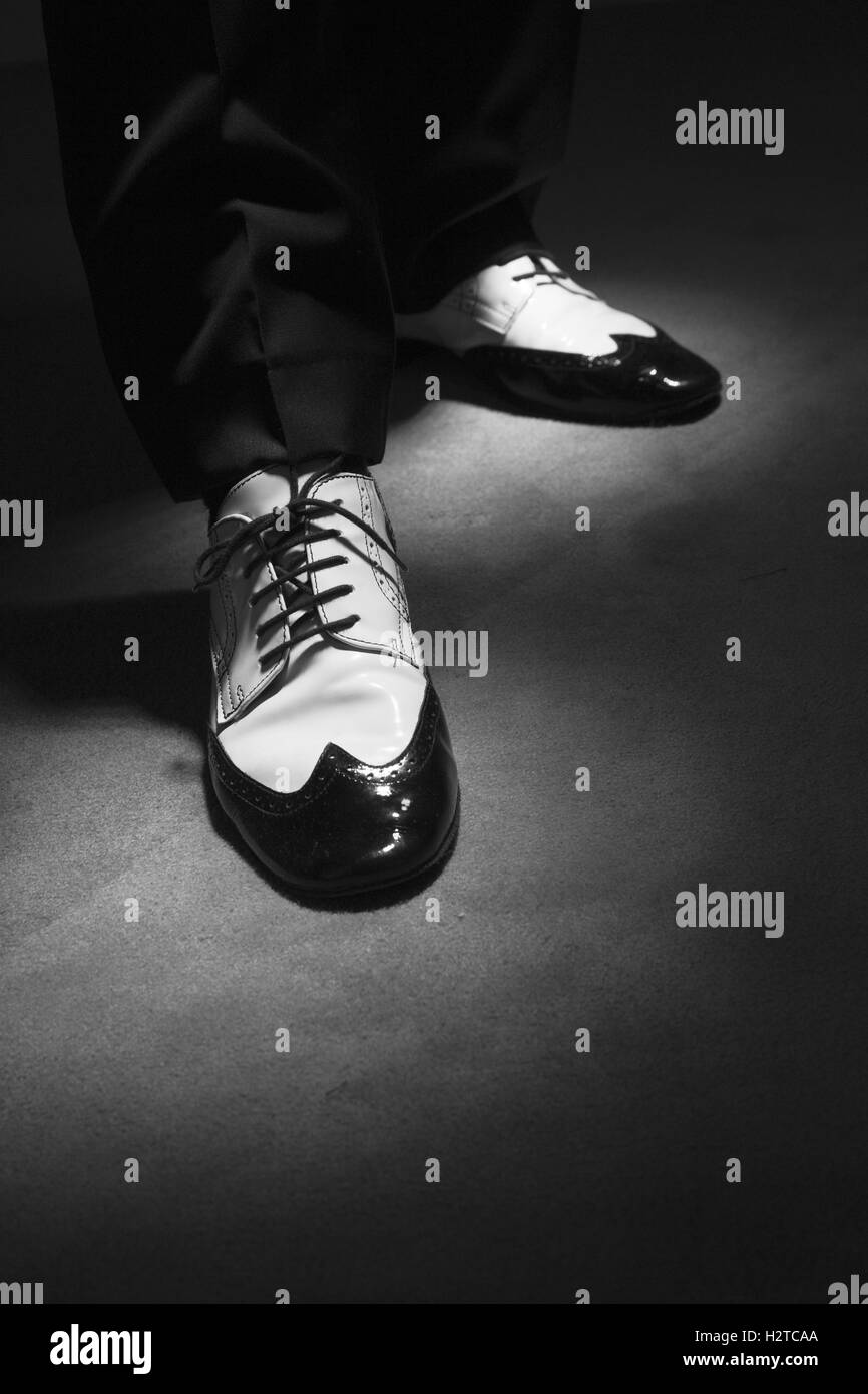 Dancing shoes feet of male ballroom, latin, salsa and swing dancer