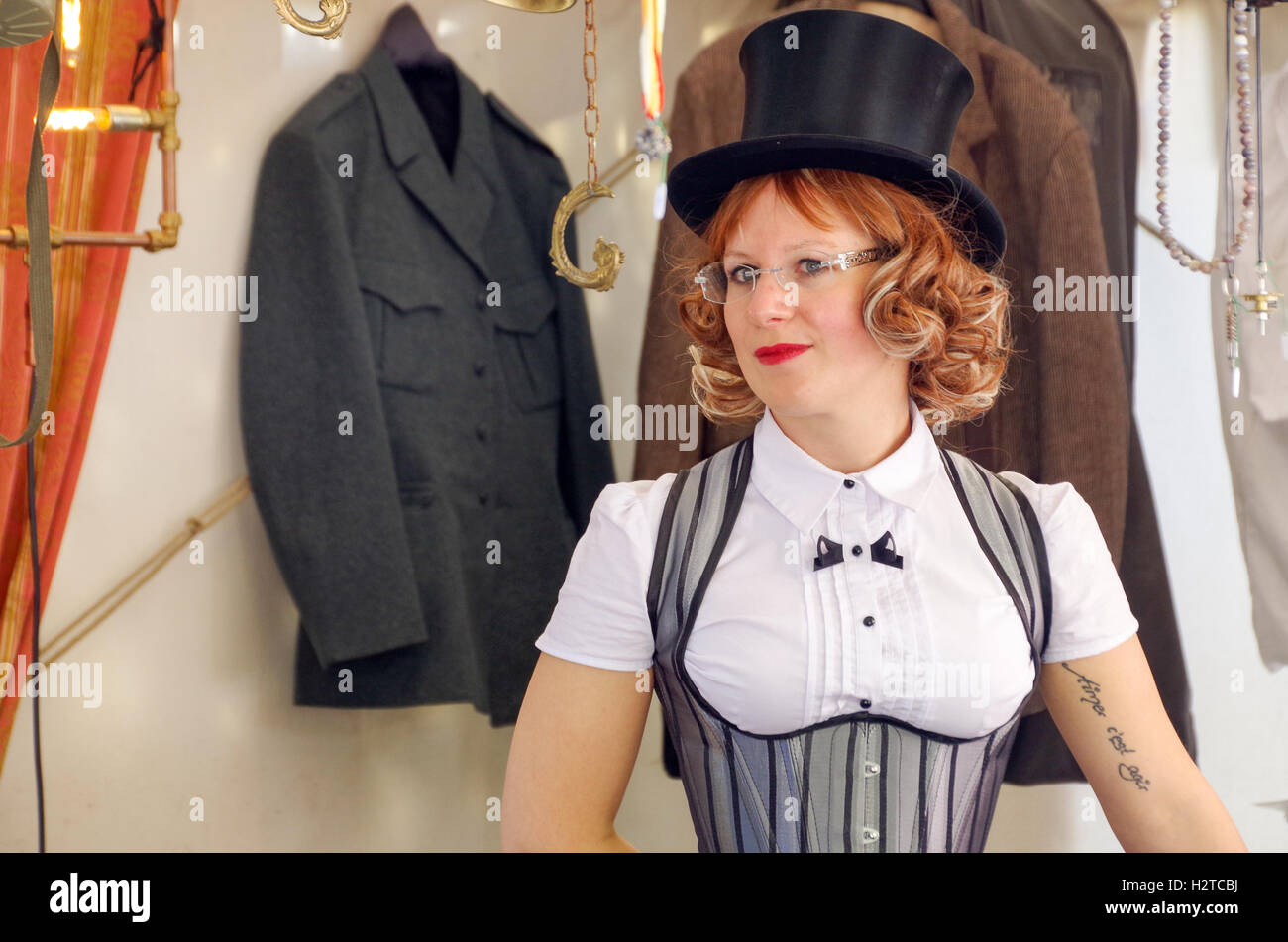 Participant of the Anno 1900 Steampunk Convention in Luxembourg, 2016 Stock Photo