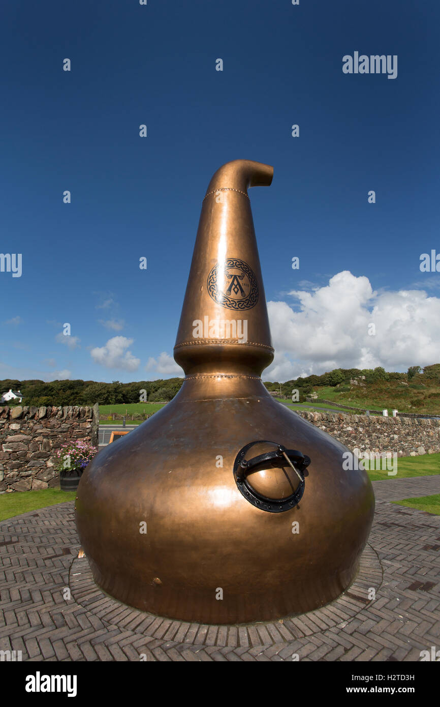 Isle of Islay, Scotland. Picturesque view of a whisky pot still, at the Ardbeg whisky distillery on the south coast of Islay. Stock Photo