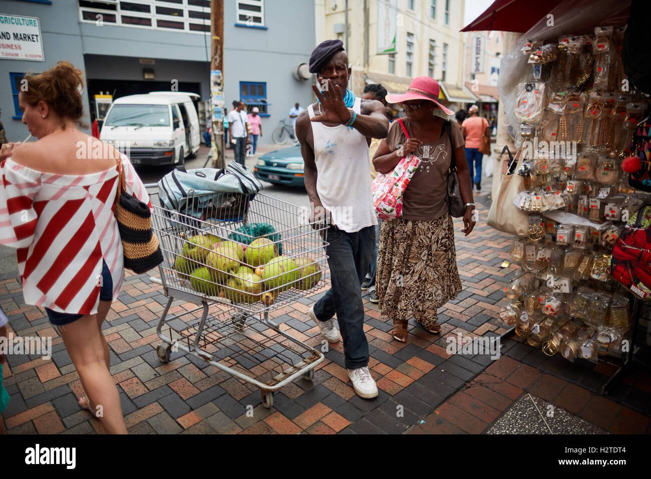 Barbados market place traders Bridgetown Poor rundown rubbish scruffy deprived common poverty