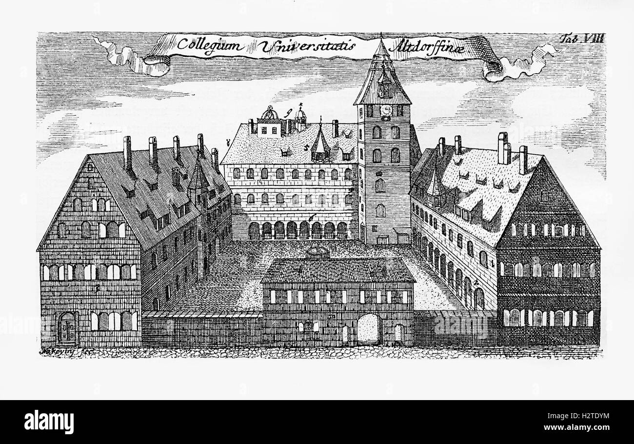 1714, University of Altdorf near Nuremberg, Germany. Altdorf University was founded in 1578 Stock Photo
