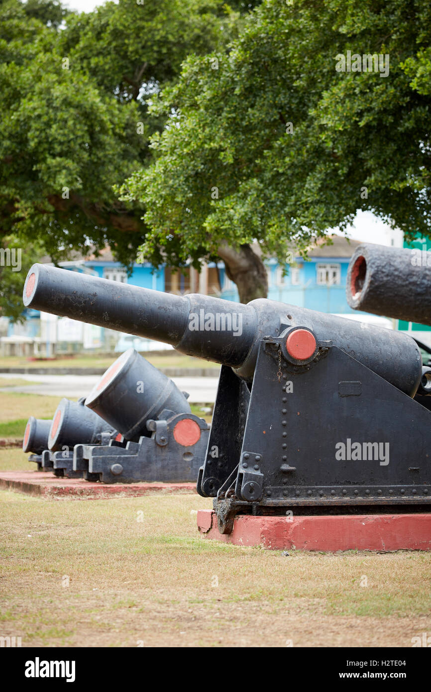 Barbados Garrison area cannons racecourse   Historic history important significant landmark tourist attraction around track sava Stock Photo