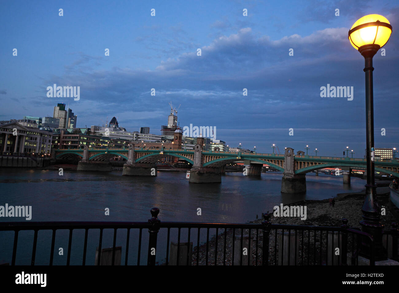 Thames city panorama, London at dusk, South East England, UK Stock Photo