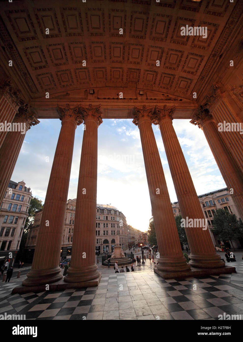 St Pauls Cathedral entrance in wide angle, City of London, England, UK Stock Photo
