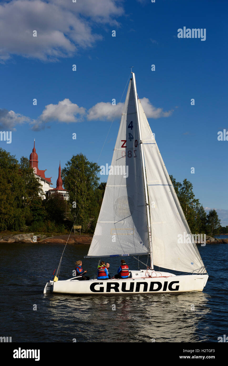 sailing boats at island  Luoto Klippan, Helsinki, Finland Stock Photo