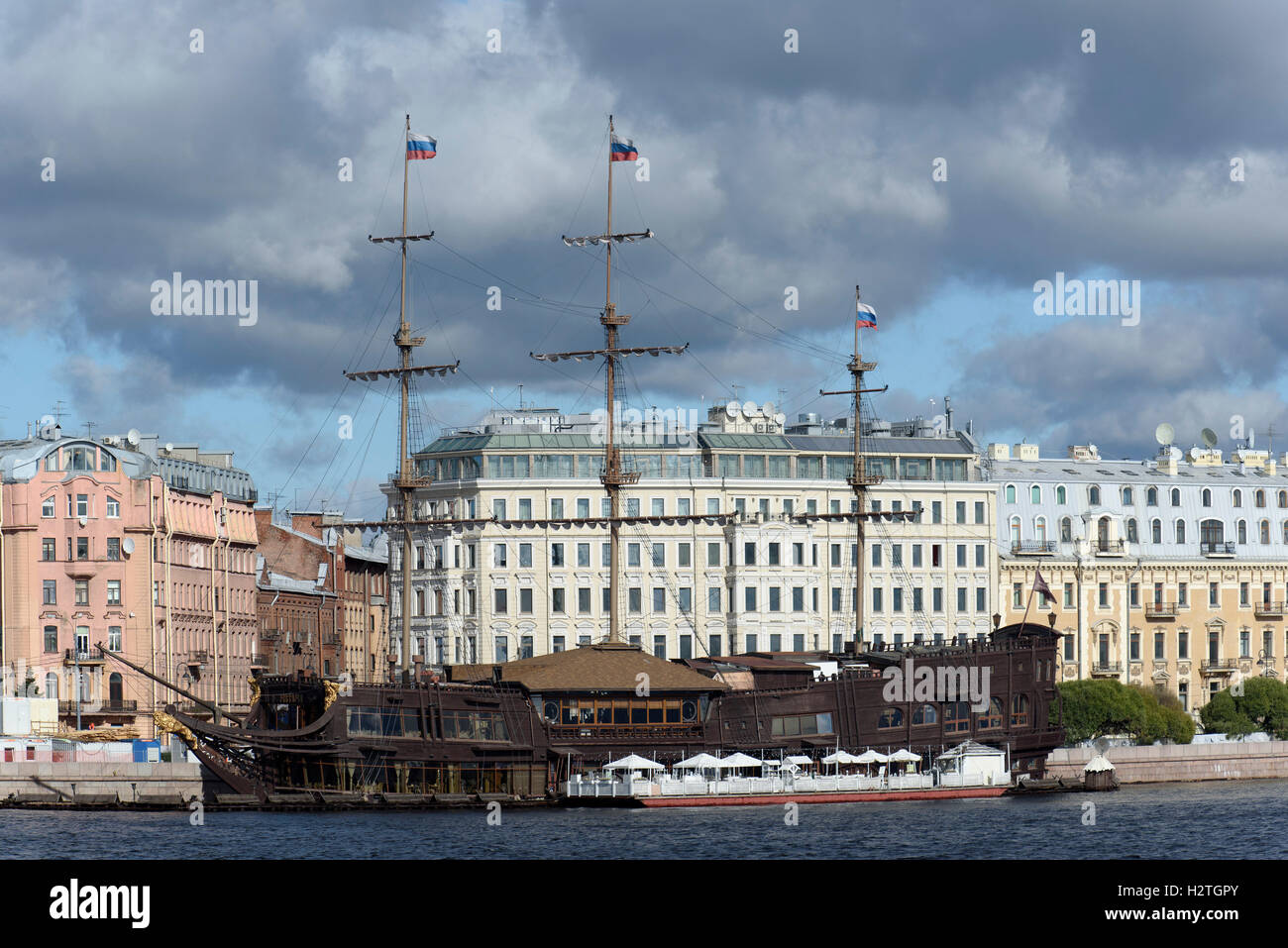 Restaurant ship Flying Dutchman, St. Petersburg, Russia Stock Photo