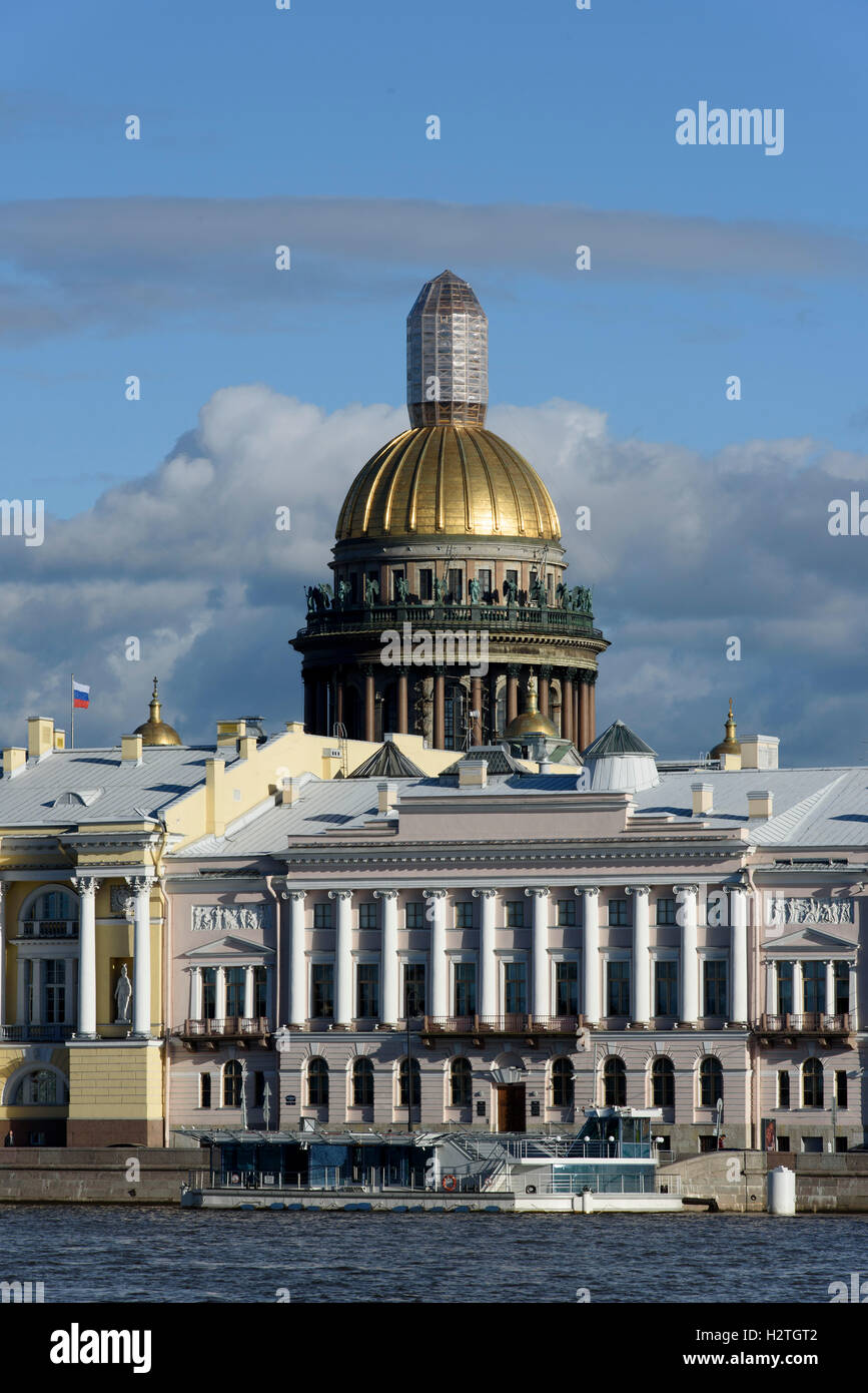 St. Isaaks Cathedrals and bank of river Newa, St. Petersburg, Russia, UNESCO-world heritage Stock Photo