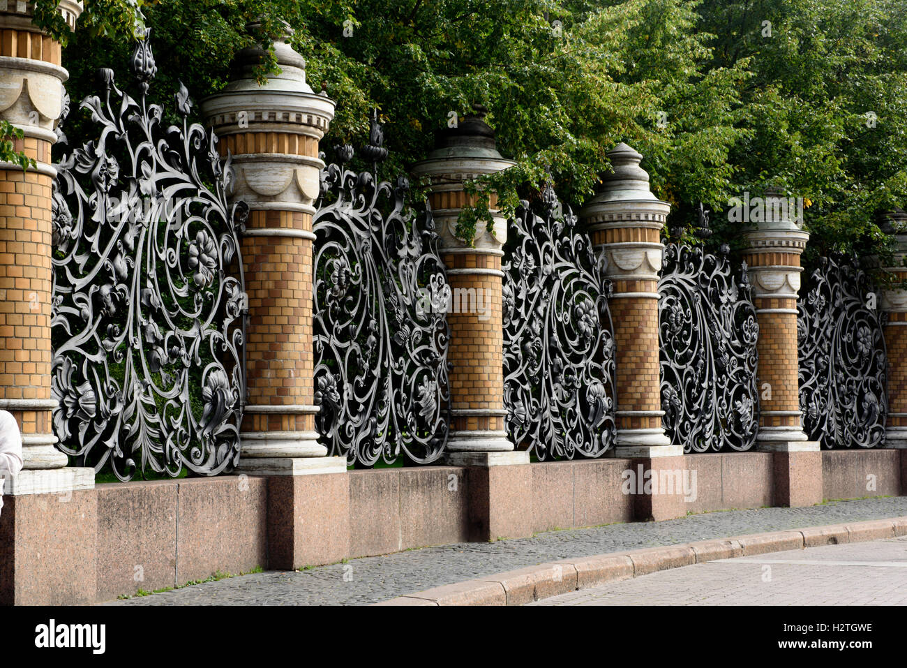 art Nouveau fence of Michaels garden, St. Petersburg, Russia, UNESCO-world heritage Stock Photo
