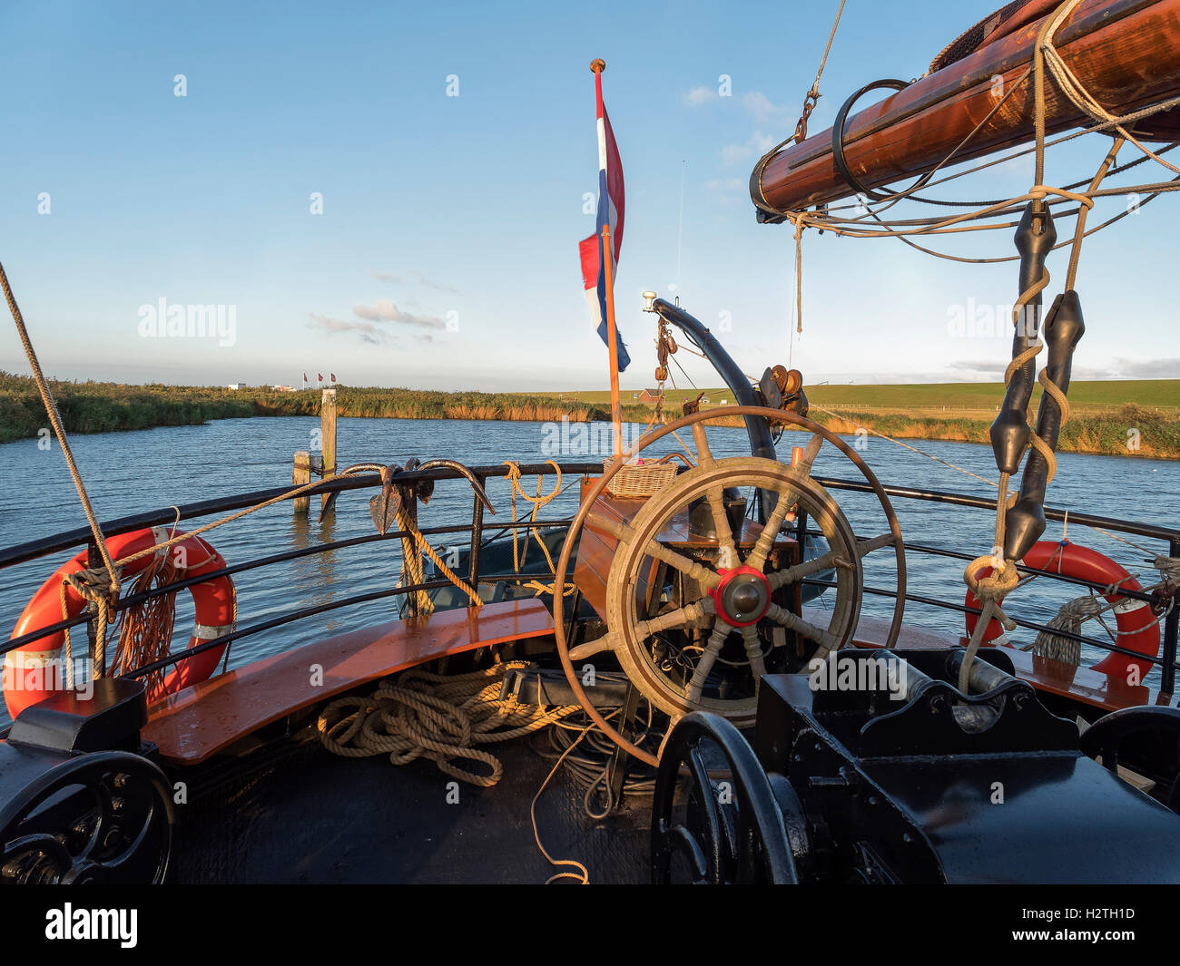 Sailing boat Willem Jacob at Lauwers Sea, province Groningen, Netherlands Stock Photo