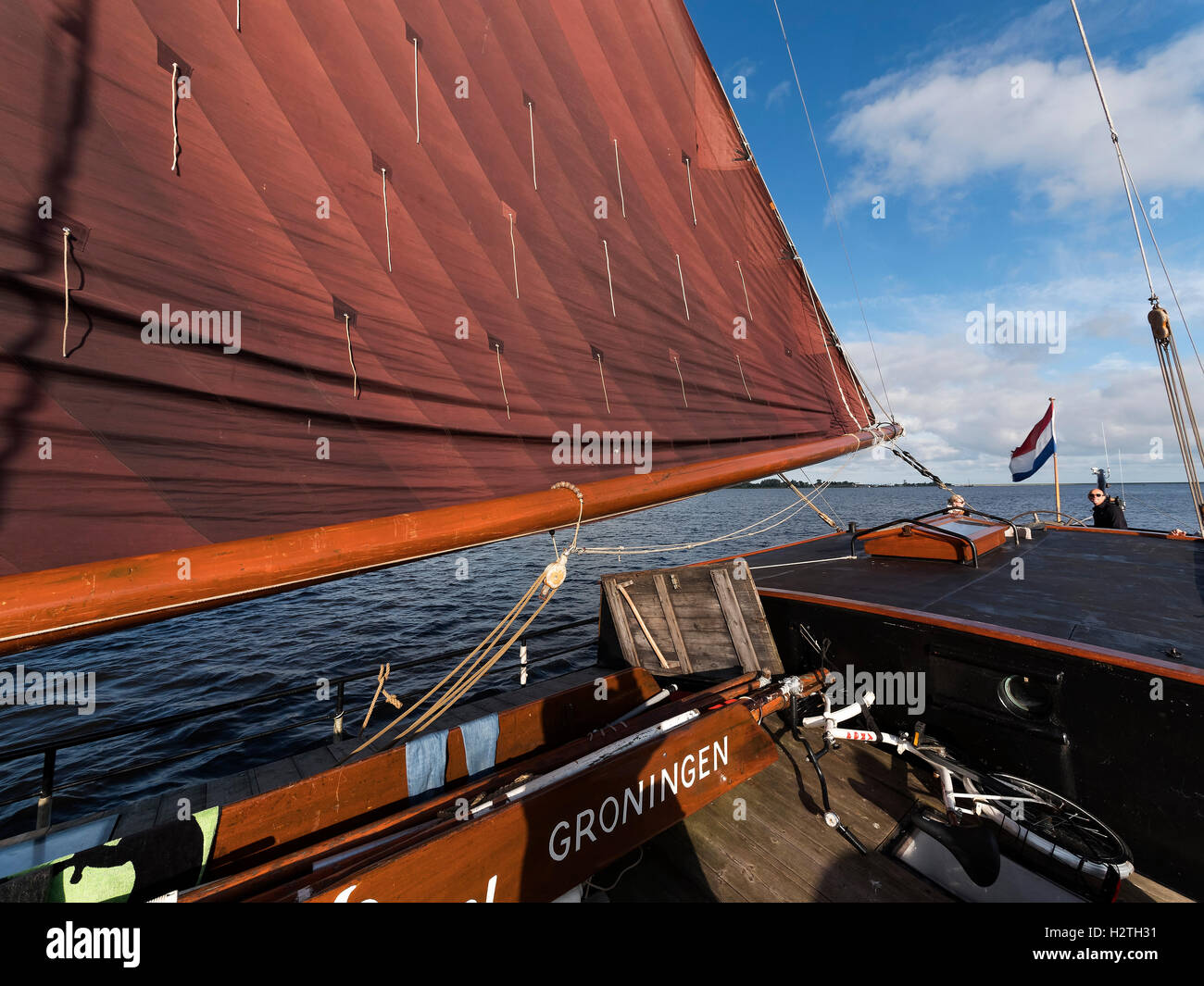 Sailing boat Willem Jacob at Lauwers Sea, province Groningen, Netherlands Stock Photo