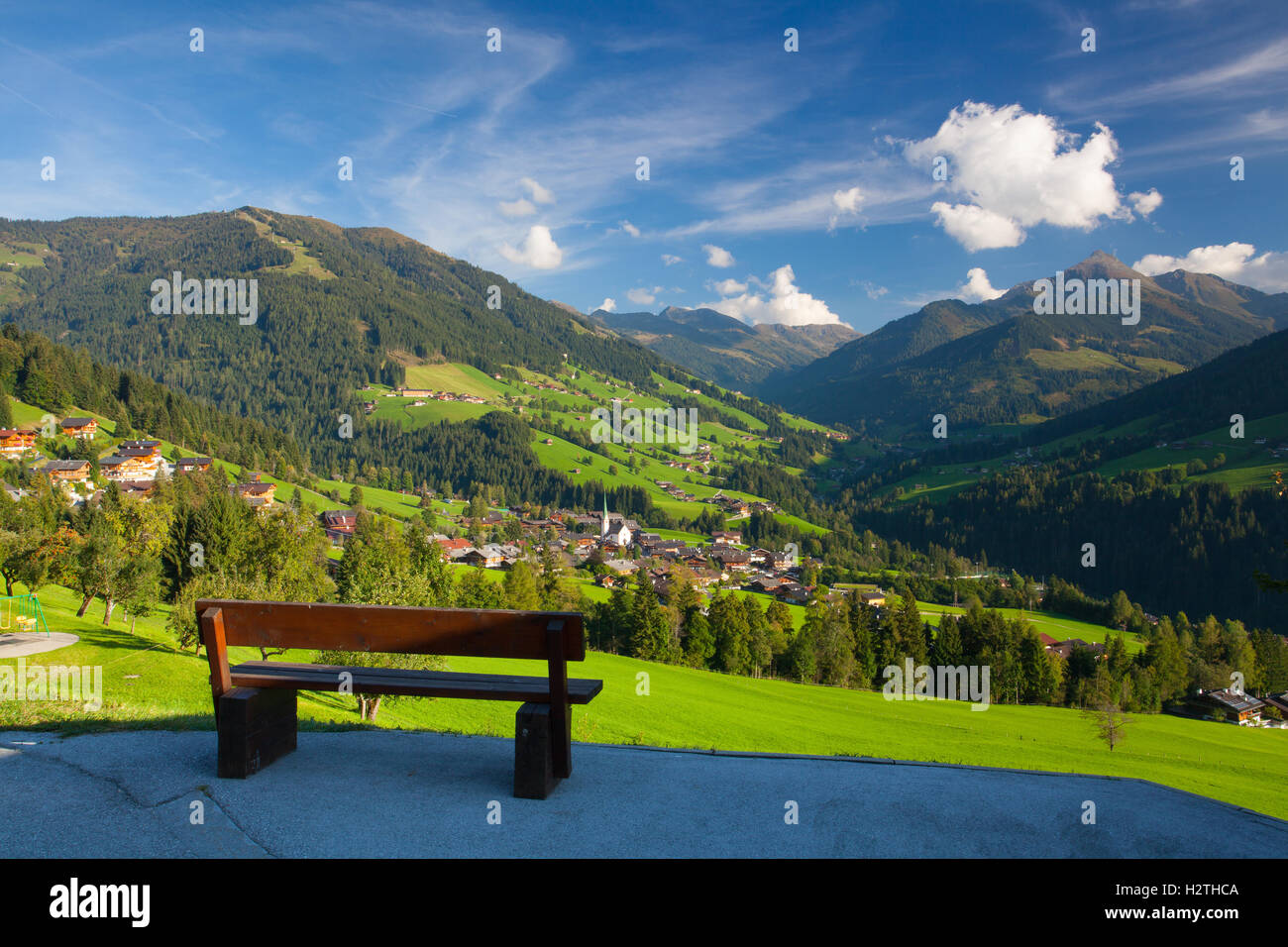 The alpine village of Alpbach and the Alpbachtal (Alpbach valley), Austria. Stock Photo