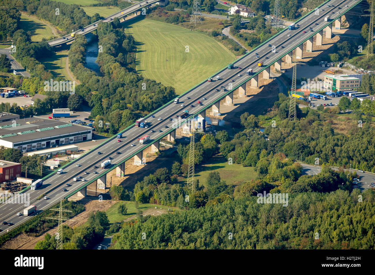Aerial picture, A-45 building site in the bridge Halden-Berchum ...