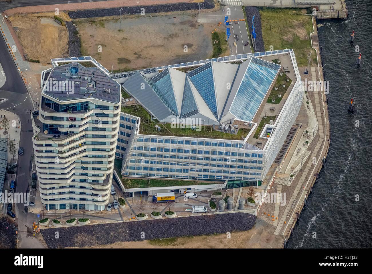 Aerial picture, Hamburg the Elbe Unilever, SAP, harbour city, Hamburg, Hamburg, Germany, Europe Europe aerial picture birds-eyes Stock Photo