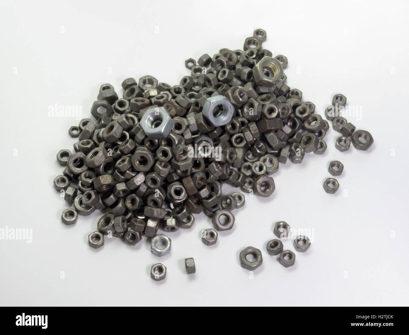 A stack of hex nuts different sizes Stock Photo Alamy
