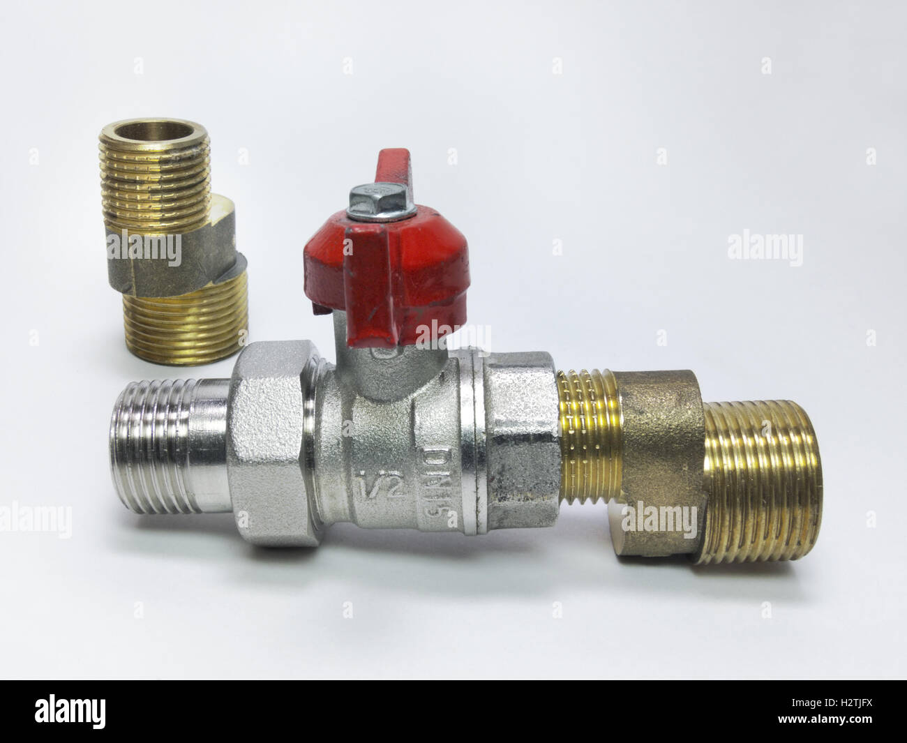 Ball valve, faucet eccentric and connection of threaded fittings