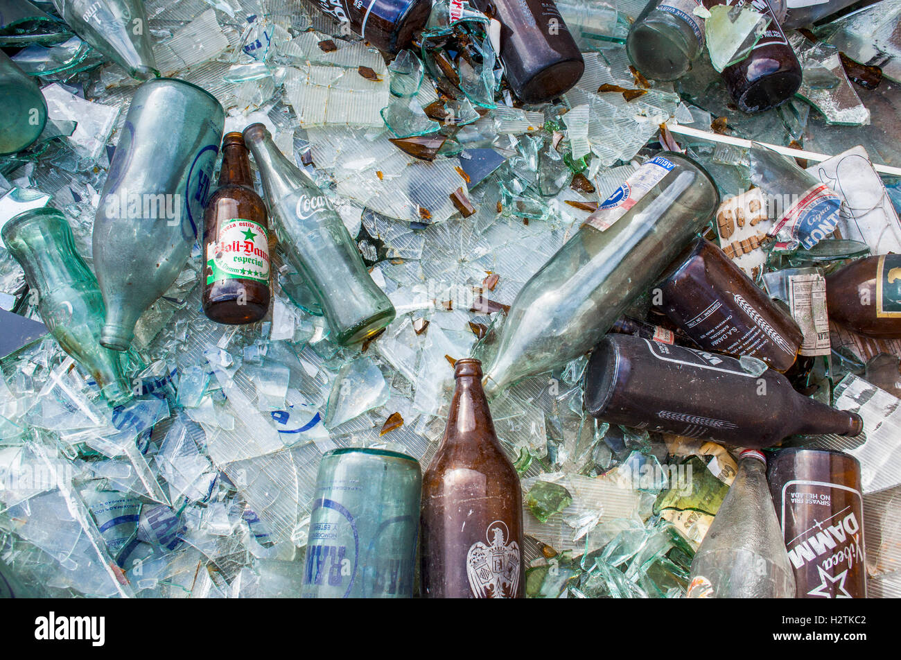 Glass bottles storage to recycle, recycling center Stock Photo Alamy