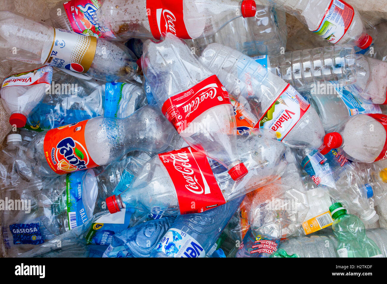 Used plastic bottles storage to recycle,recycling center Stock Photo