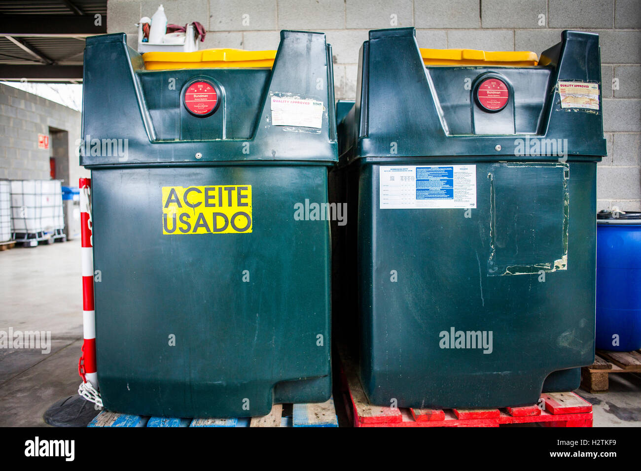 vegetable oil storage to recycle, recycling center Stock Photo Alamy