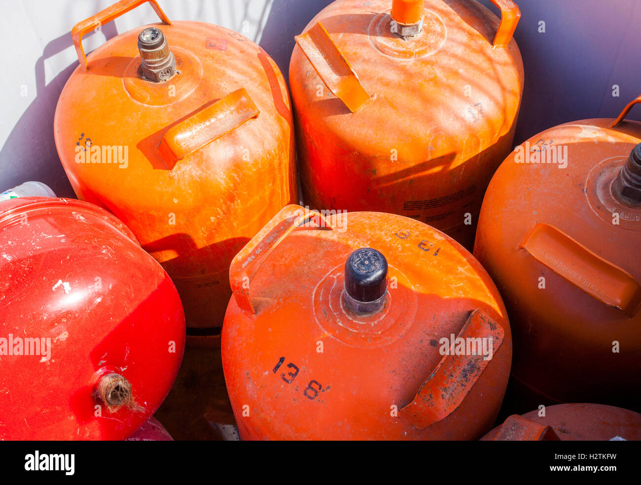 Butane bottles storage to recycle, recycling center Stock Photo Alamy