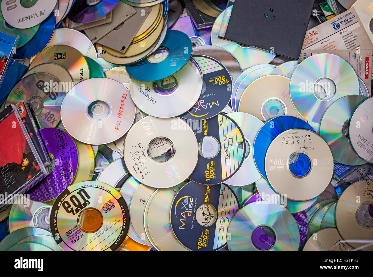 CD's storage to recycle, recycling center Stock Photo Alamy