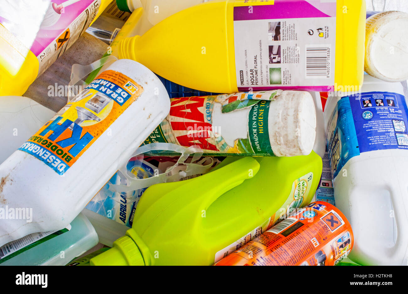 Used plastic bottles storage to recycle,recycling center Stock Photo