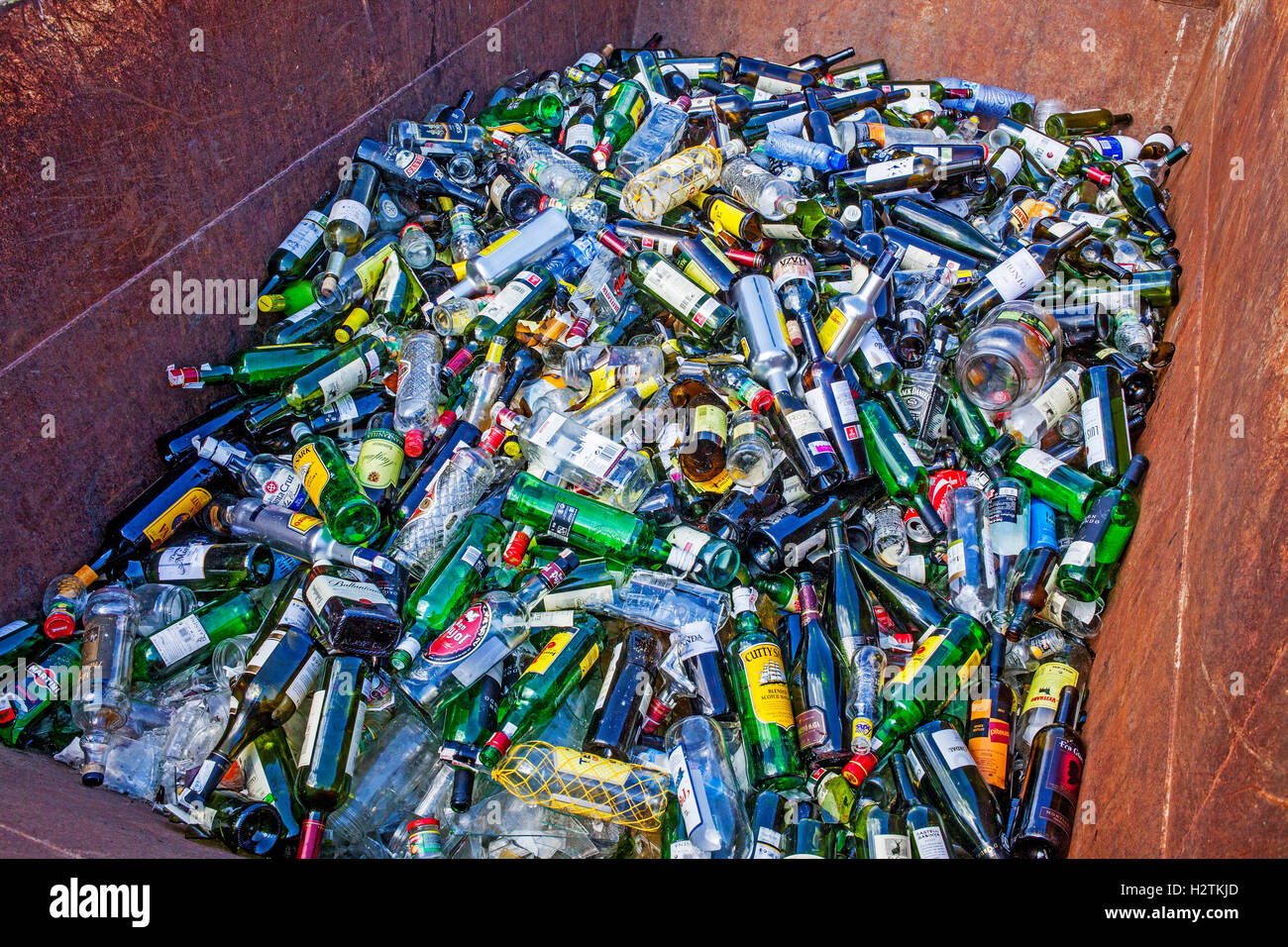 Glass bottles storage to recycle, recycling center Stock Photo Alamy