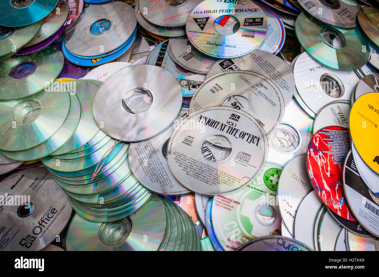 CD's storage to recycle, recycling center Stock Photo Alamy