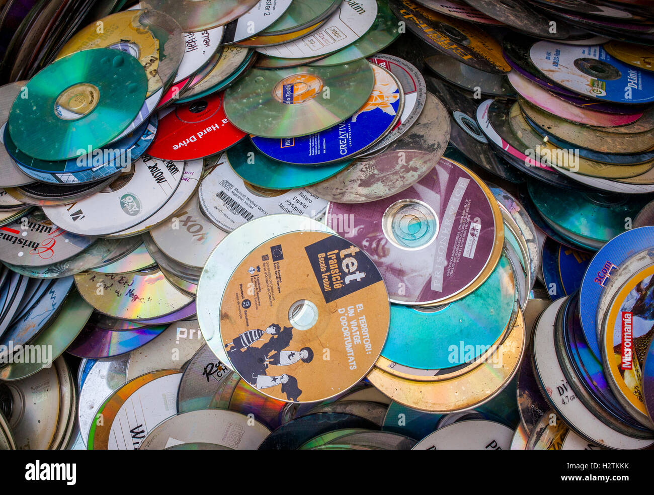 CD's storage to recycle, recycling center Stock Photo Alamy