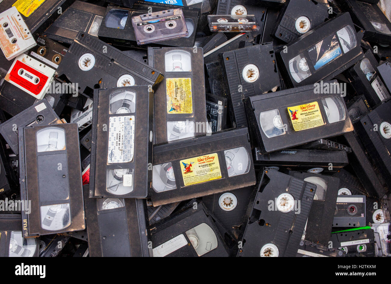video tapes storage to recycle, recycling center Stock Photo Alamy
