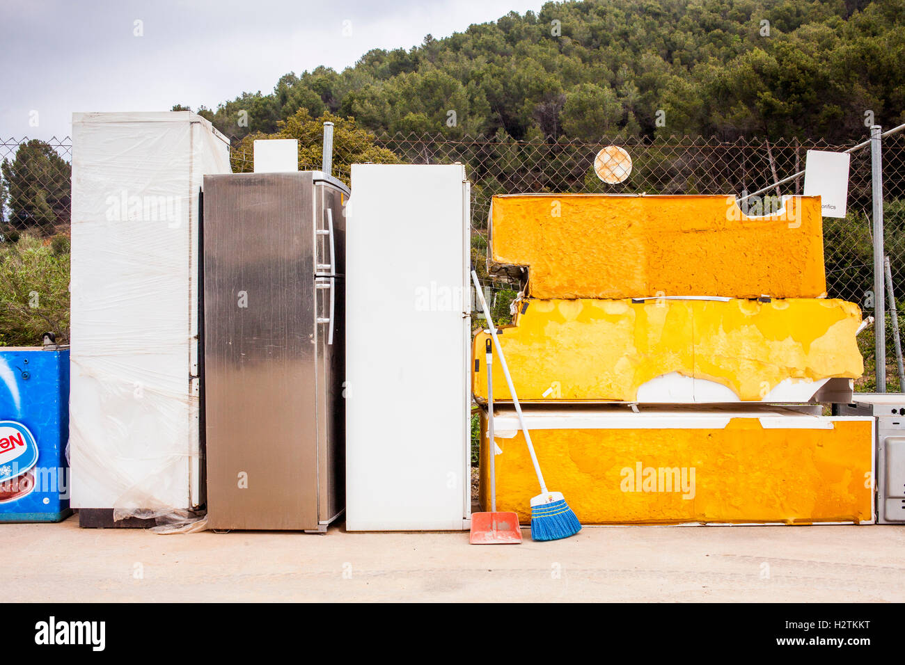Refrigerators storage to recycle,recycling center Stock Photo