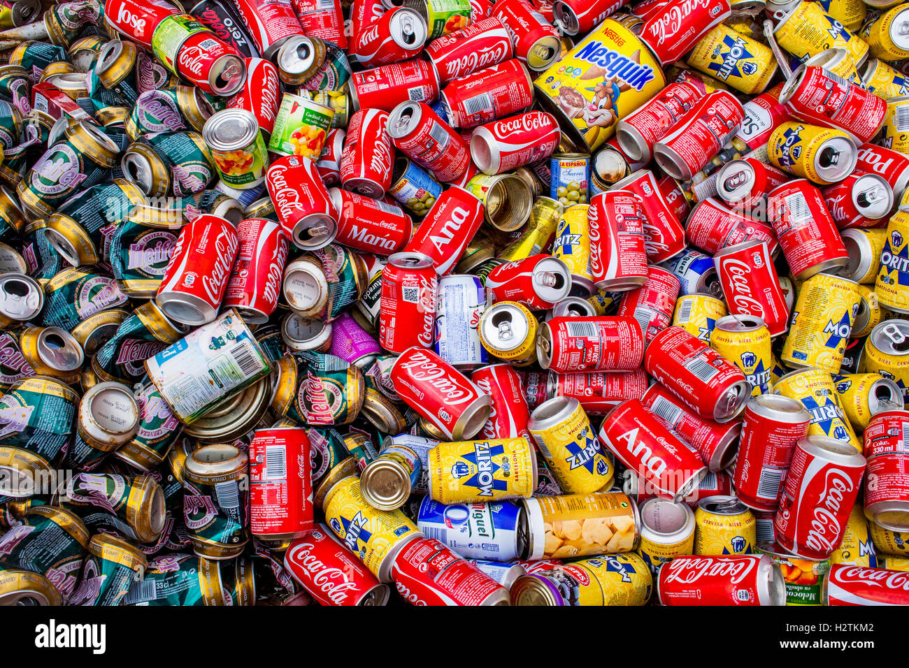 Aluminum cans storage to recycle,recycling center Stock Photo Alamy