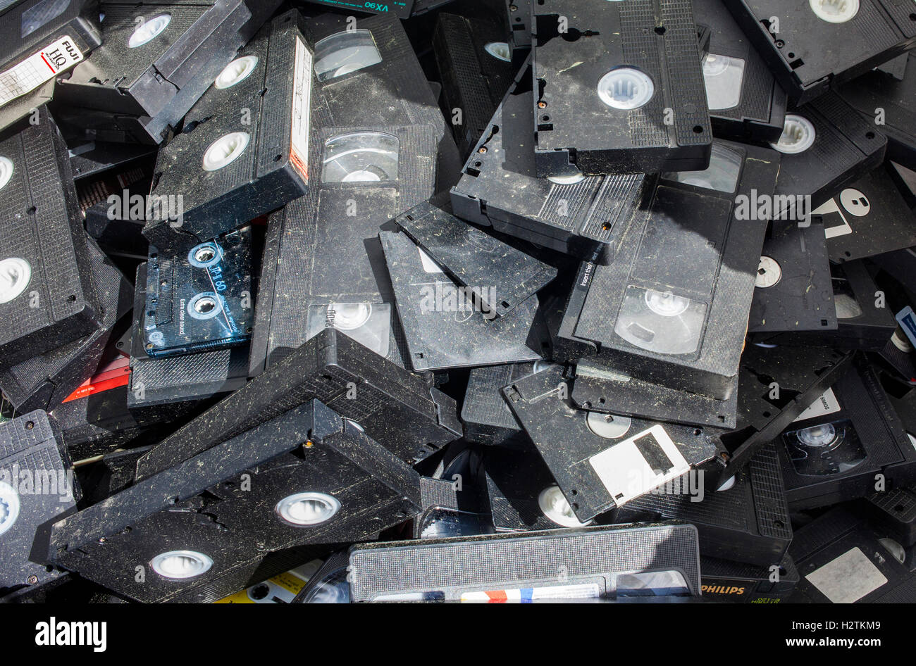 video tapes storage to recycle, recycling center Stock Photo Alamy