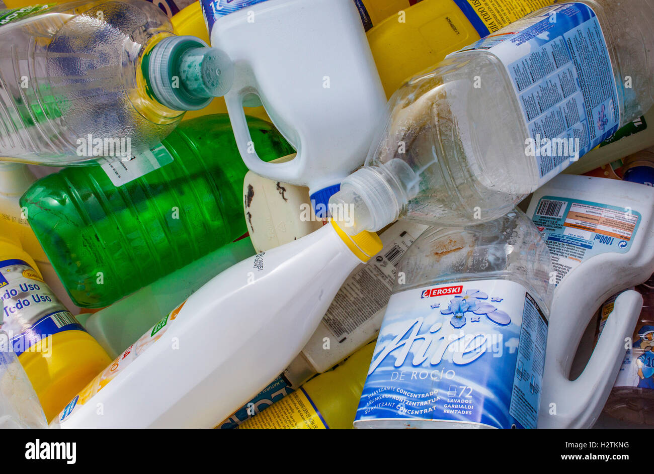 Used plastic bottles storage to recycle,recycling center Stock Photo