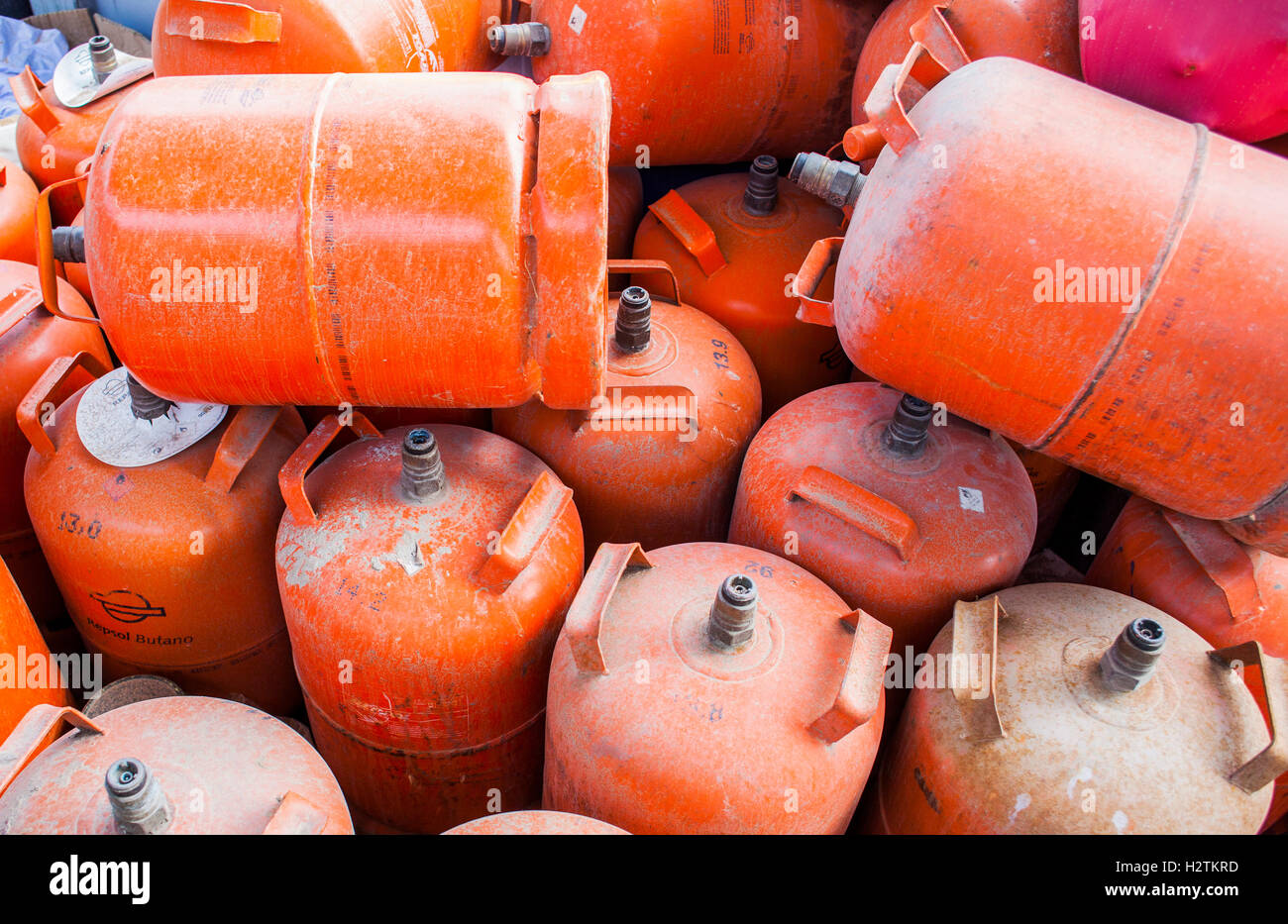 Butane bottles storage to recycle, recycling center Stock Photo Alamy