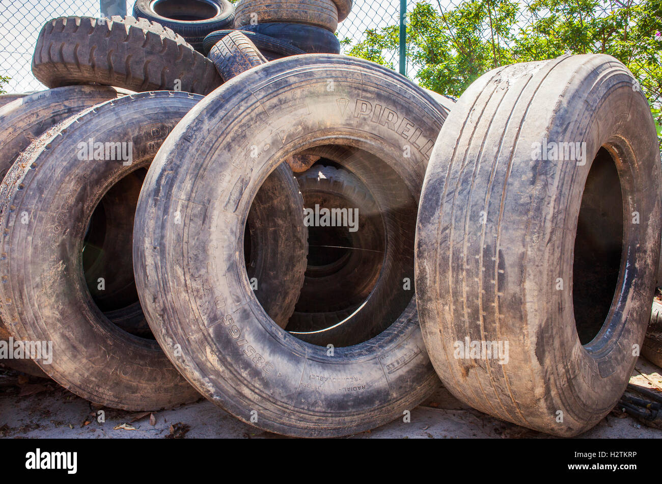 Tire storage to recycle,recycling center Stock Photo Alamy