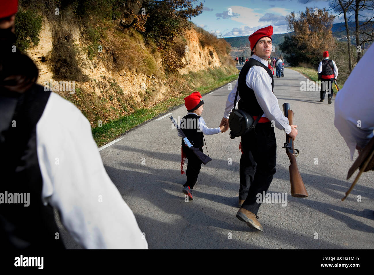 Pine festival, Centelles, Barcelona province, Catalonia, Spain Stock Photo