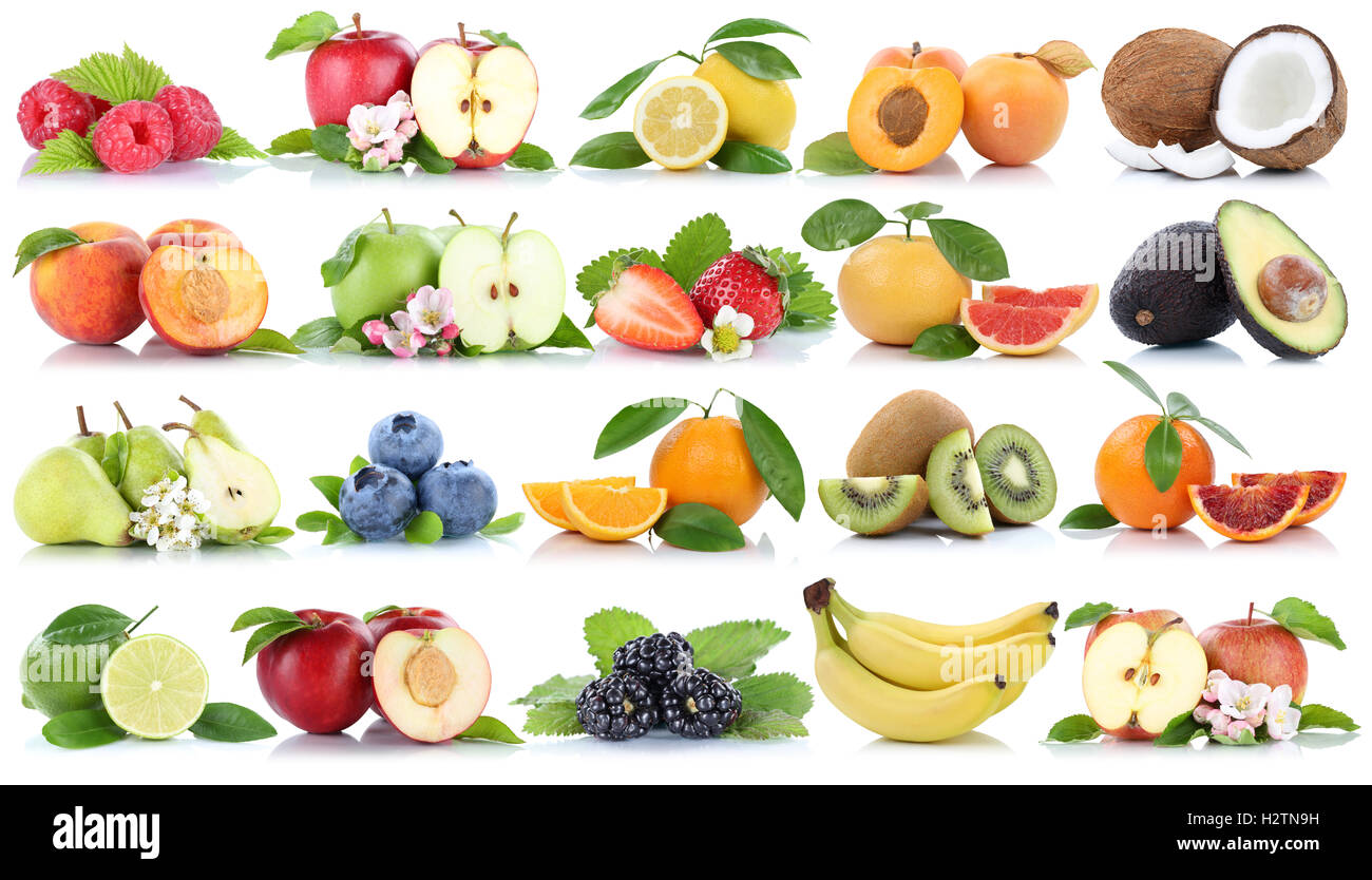 Fruits collection fresh orange apple apples banana lemon strawberry ...