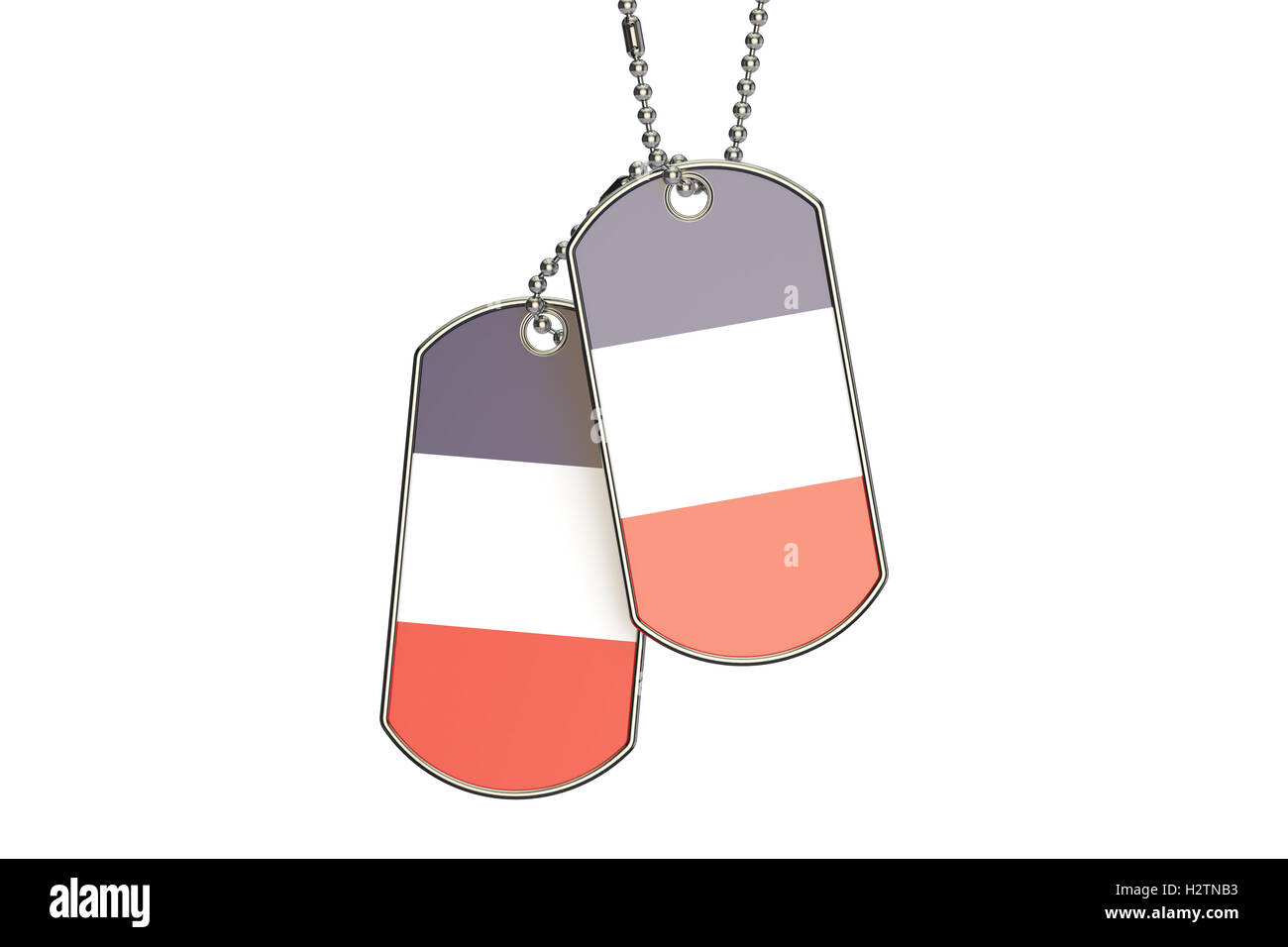 French Dog Tags, 3D rendering isolated on white background Stock Photo