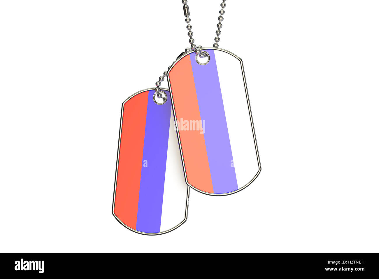 Russian Dog Tags, 3D rendering isolated on white background Stock Photo