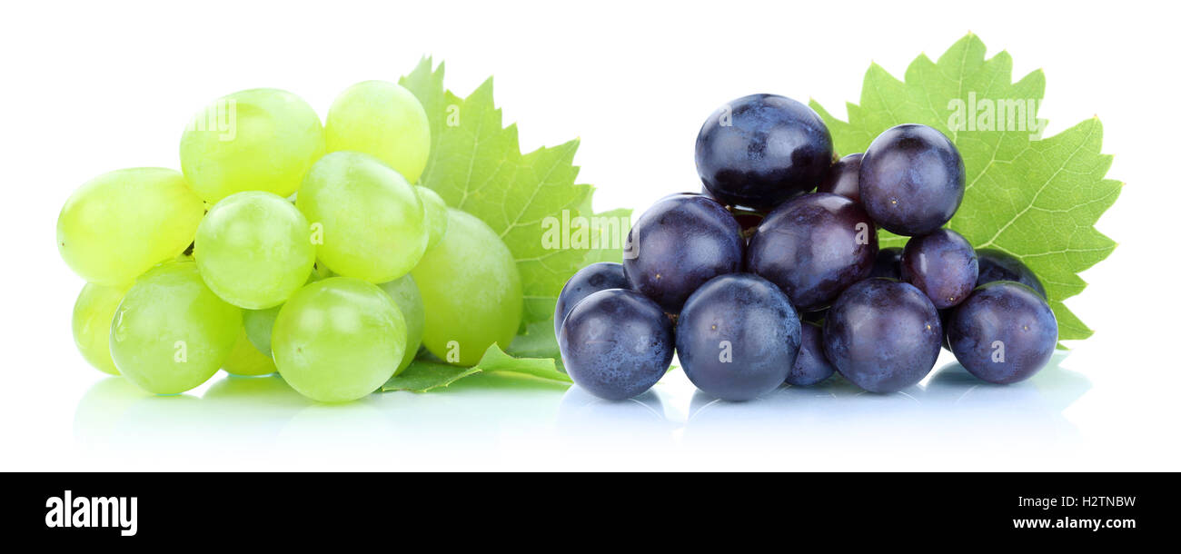 Grapes green blue fresh fruits fruit isolated on white Stock Photo