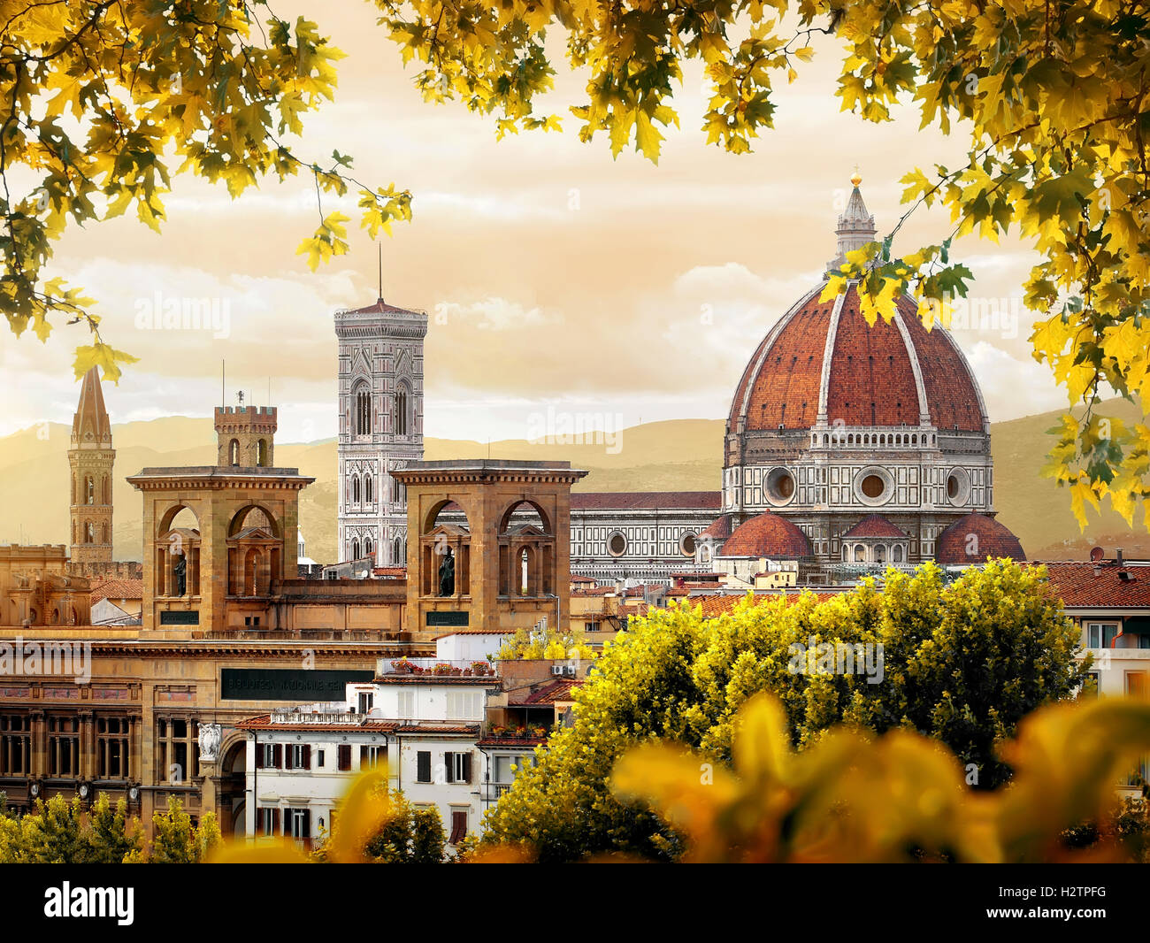 Cathedral of Saint Mary of the Flower in Florence in autumn, Italy Stock Photo